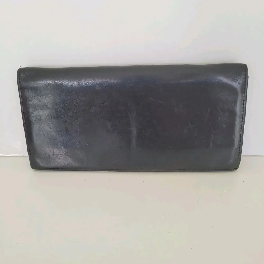 Paul‎ Smith Designer Checkbook Card Bill Holder Wallet Black Bifold Leather Long